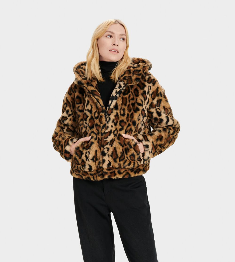 Ugg Mandy Faux Fur - Womens Hoodie - Leopard - NZ (6745DGLTW)